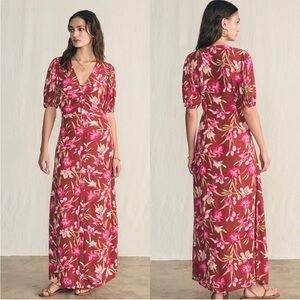Faherty Women’s Sorrento Maxi Dress In Majorca Floral  Puffed Sleeves NWT Sz s